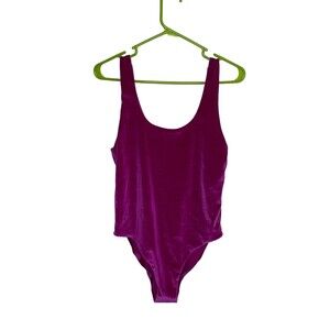 Cabana Del Sol Pink Purple Fuchsia One Piece Velvet Bodysuit Size Large Womens
